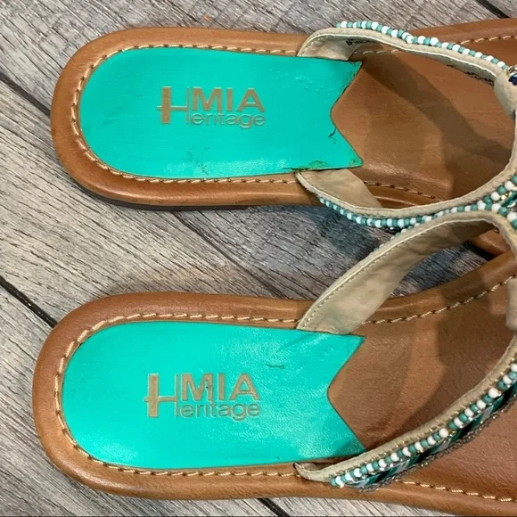 MiA Heritage FIJI Leather Embroidered Beaded Sandals 7M - Picture 3 of 12